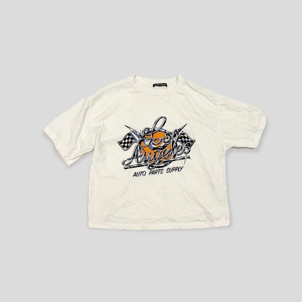 RARE Brandy Melville Los Angels Auto Parts Supply White T-Shirt